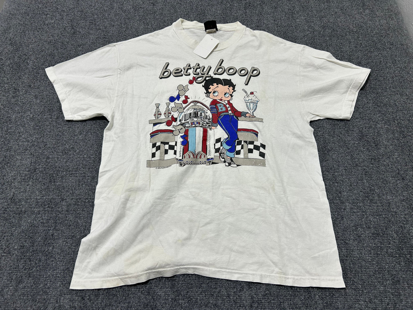 1995 Betty Boop Motorcycle Tee - White Size Large