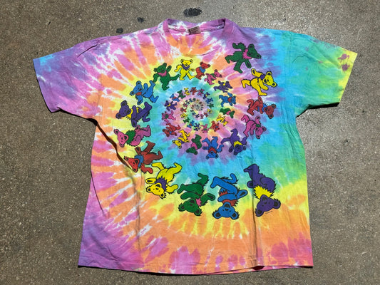 90s Grateful Dead Spinning Bears Tie Dye Tee Size XL