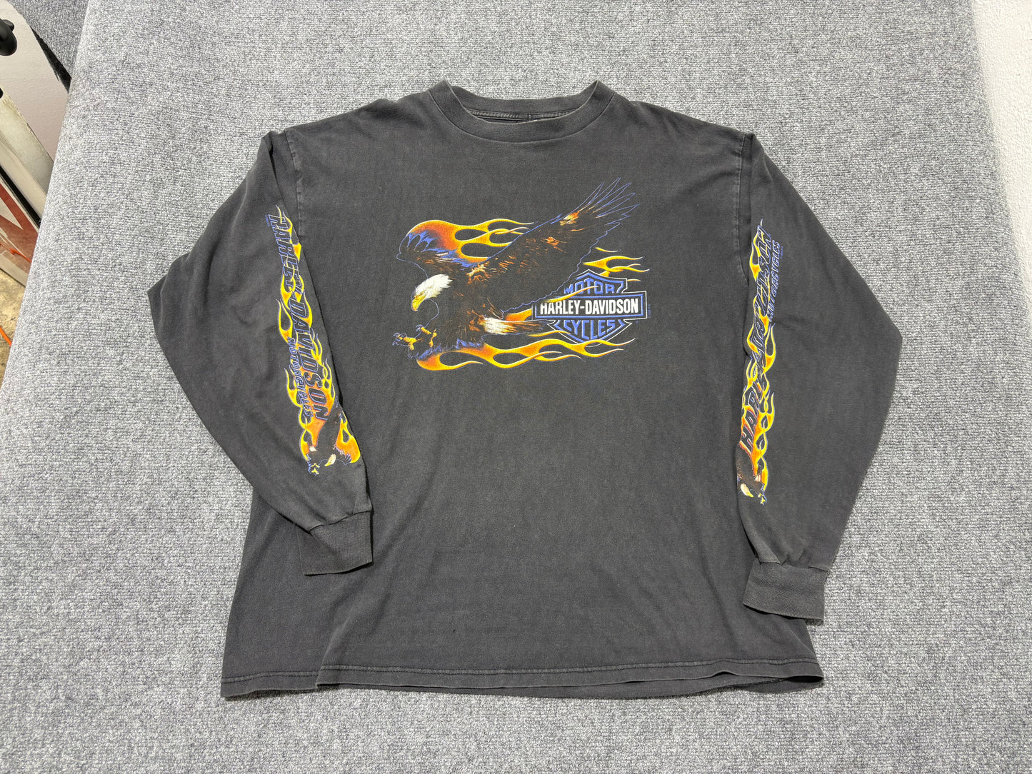 1999 Harley Davidson Eagle Flame Long Sleeve - Black Size XL