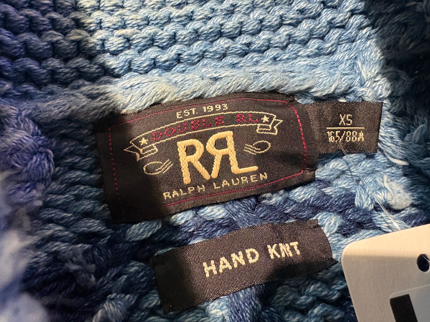 Double RL RRL Nautical Hand Knit Cardigan Sweater - Blue Size XS