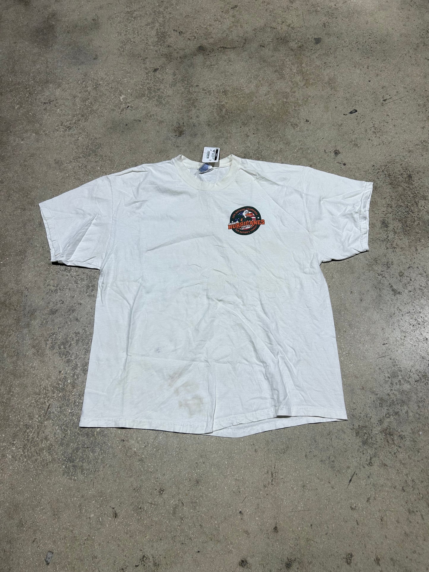 2001 University Of Miami National Champs Tee - White Size XL