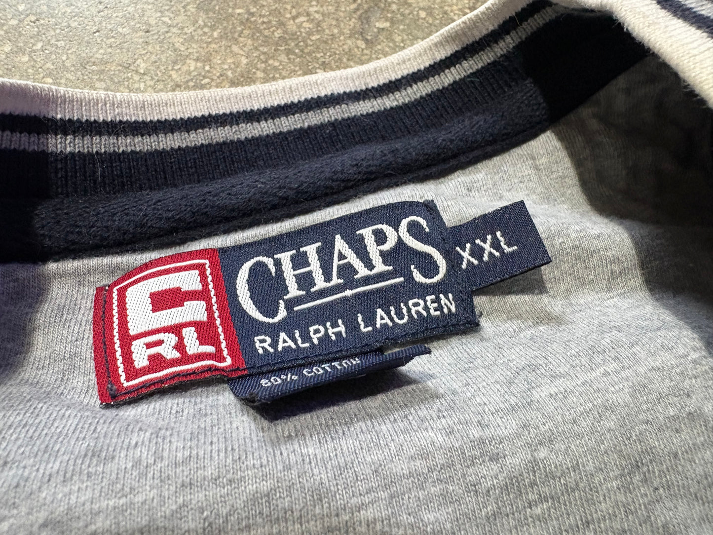 Chaps Ralph Lauren Embroidered Crewneck Sweatshirt - Navy / Yellow Size XXL