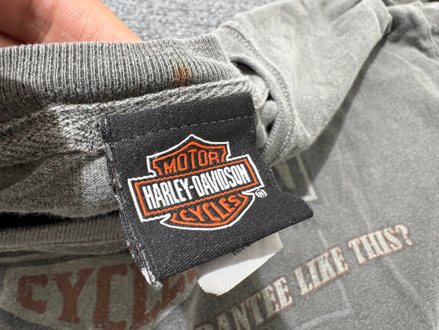 Harley Davidson Cropped Long Sleeve Tee - Grey Size Medium