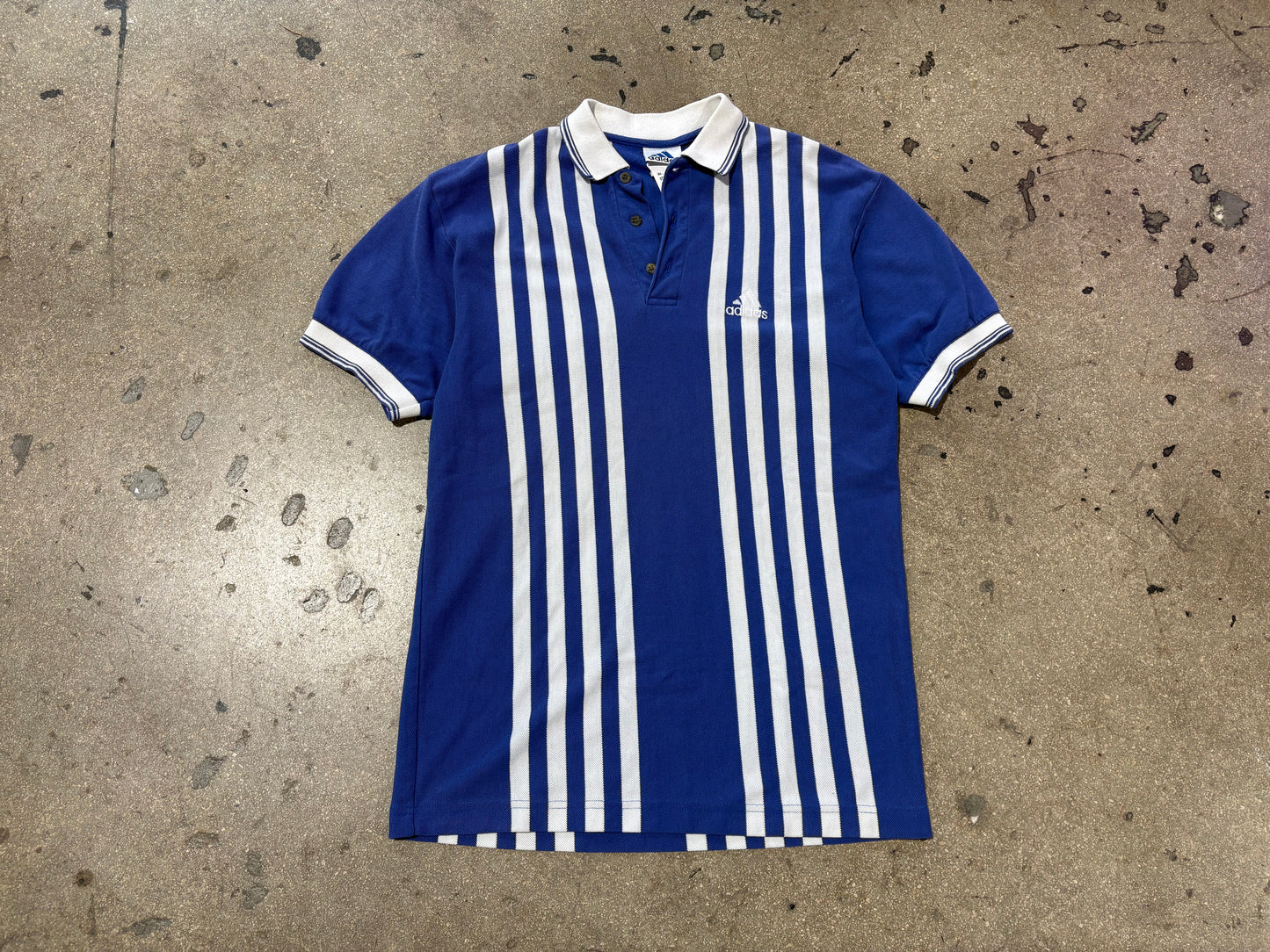 90s Adidas Striped Polo Shirt - Purple Size Medium