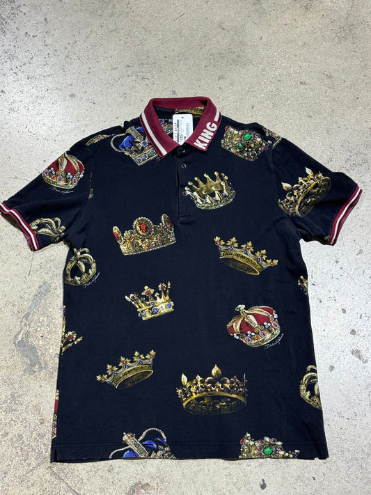 Dolce & Gabbana King Polo Shirt - Black Size Large