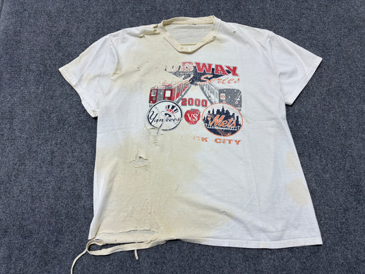 Thrashed / Distressed 2000 Subway Series Tee - White Size XL