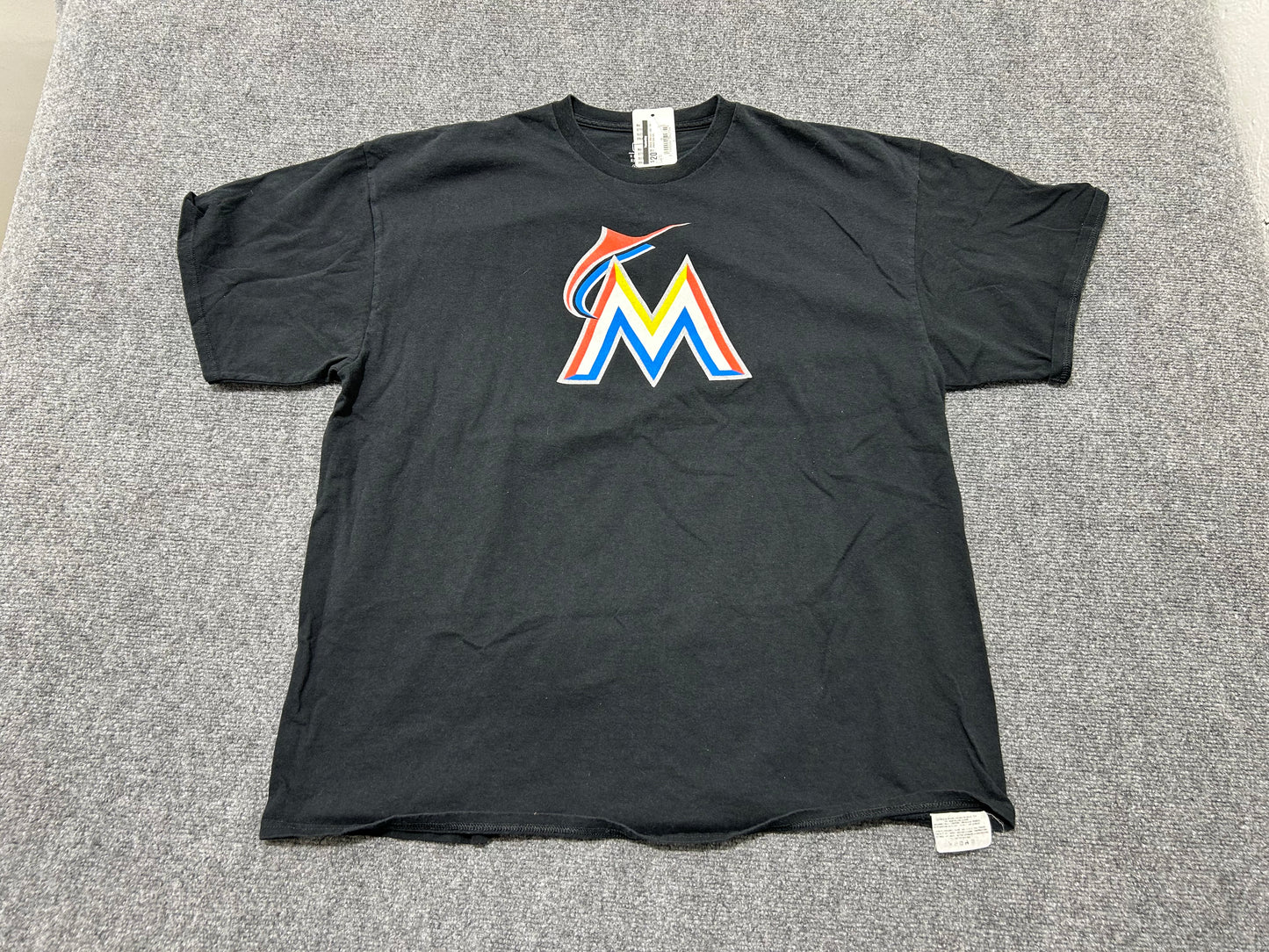 Miami Marlins Logo Tee - Black Size XXL