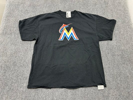 Miami Marlins Logo Tee - Black Size XXL
