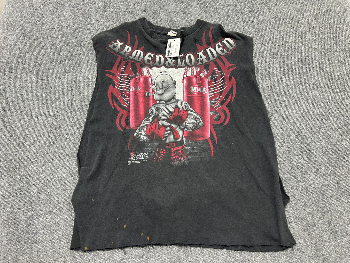 Cutoff Sleeveless 2011 Popeye Armed And Loaded Tee - Black Size XL