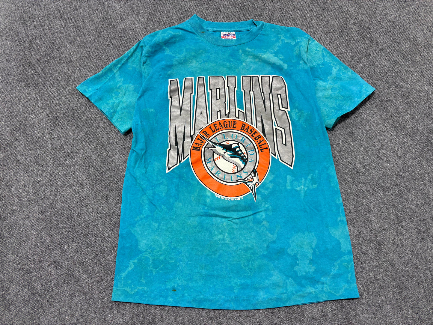 Florida Marlins Marble Dyed Tee - Teal Size Large