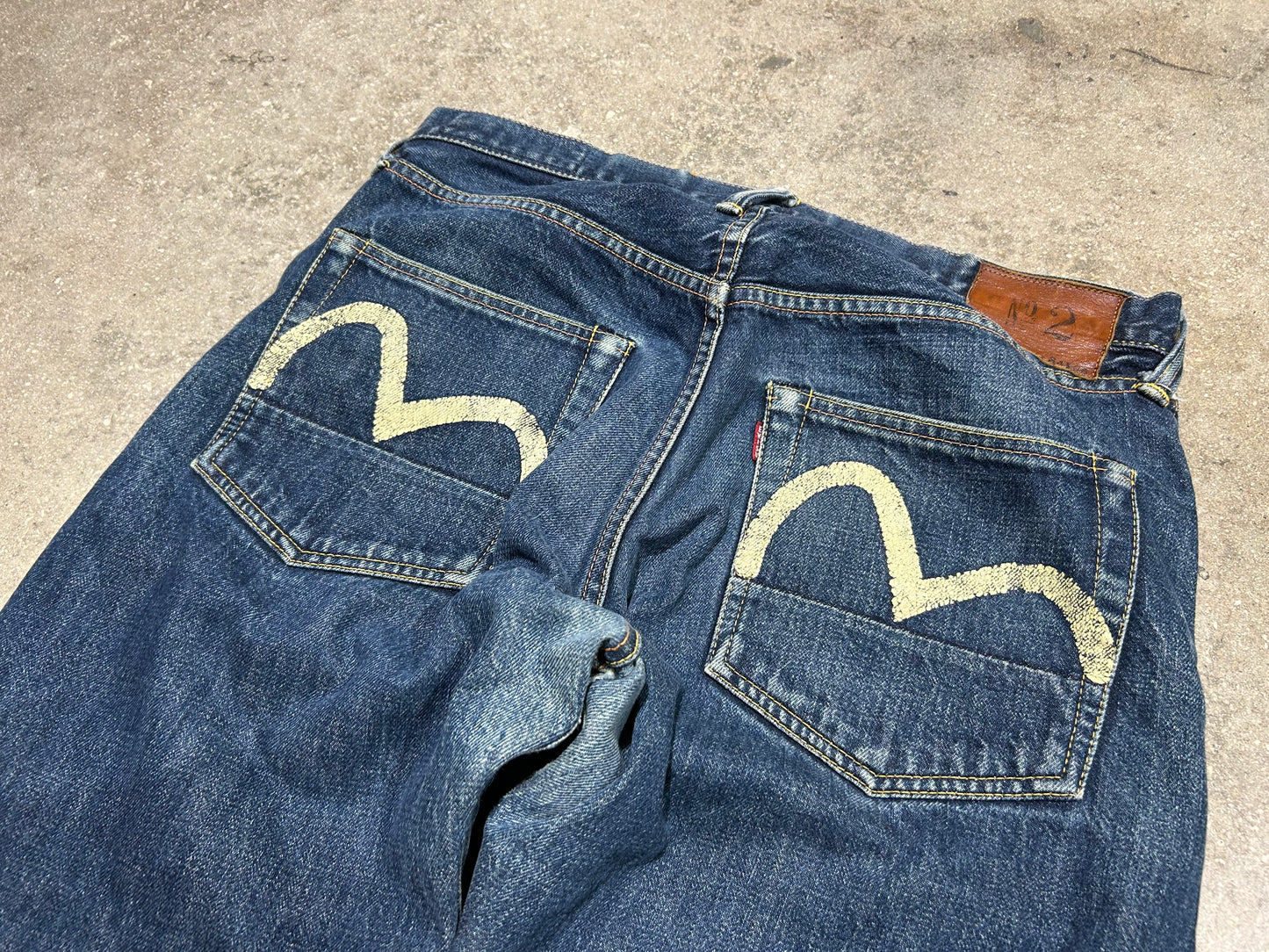 Evisu Back Pocket Hits Jeans - Navy/White Size 34