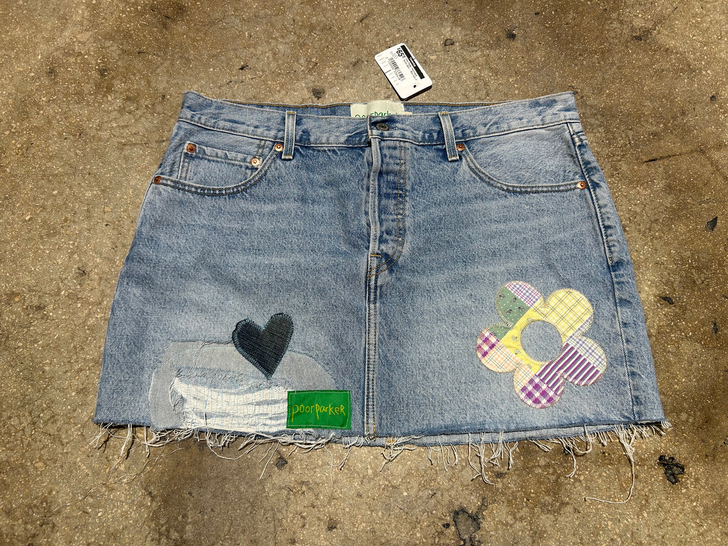 Poor Parker Patchwork Denim Skirt - Blue Size 32