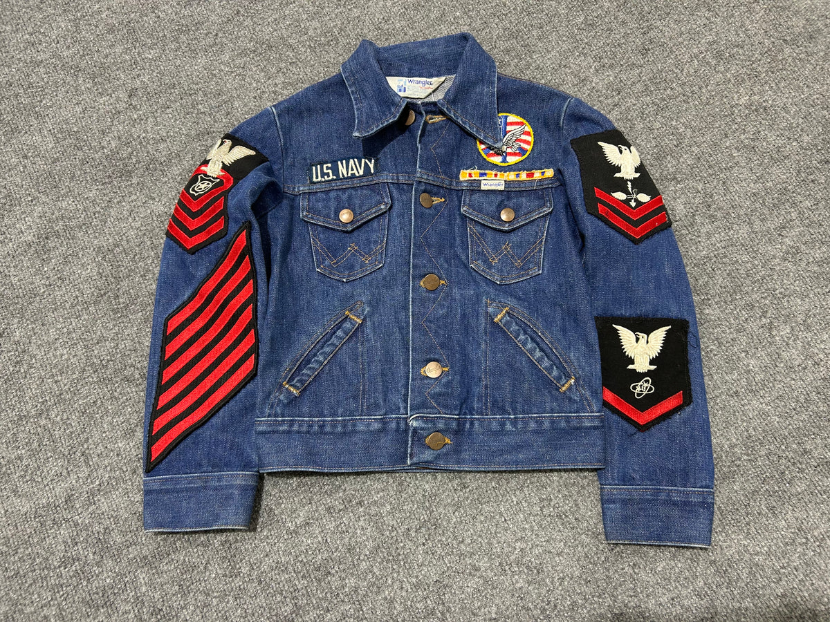 Kids Wrangler Patches Denim Jacket - Blue Size 8y