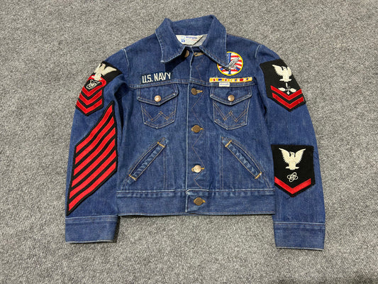 Kids Wrangler Patches Denim Jacket - Blue Size 8y