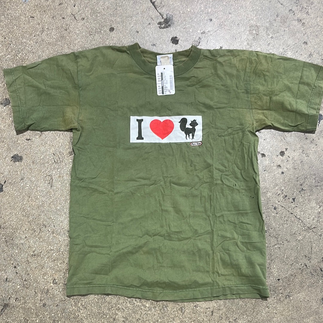 Porn Star I Love Kittens Tee - Olive Size Medium