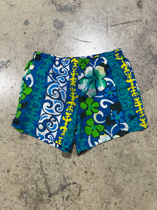 Speedo Hawaii Type Swim Shorts - Blue/Green Size Medium