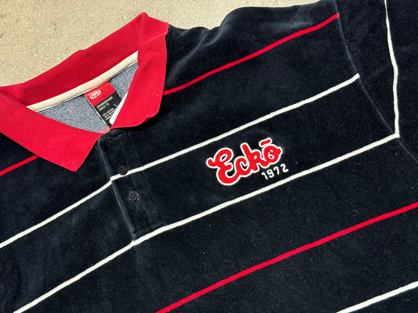 Ecko Unlimited Velour Polo Shirt - Black/Red/White Size 3XL