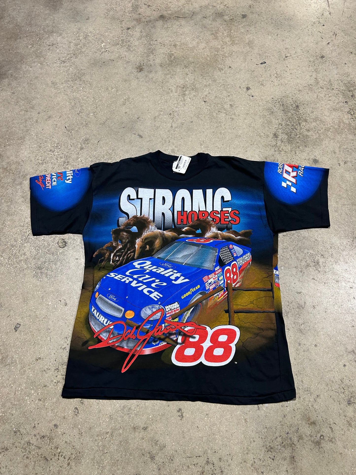 1998 Dale Jarrett Strong Horse AOP #88 Nascar Tee - Black/Multi Size XL