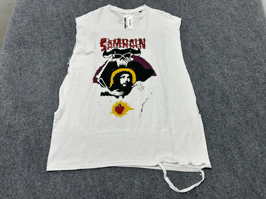 Cutoff Sleeveless Samhain Band Tee - White Size XL