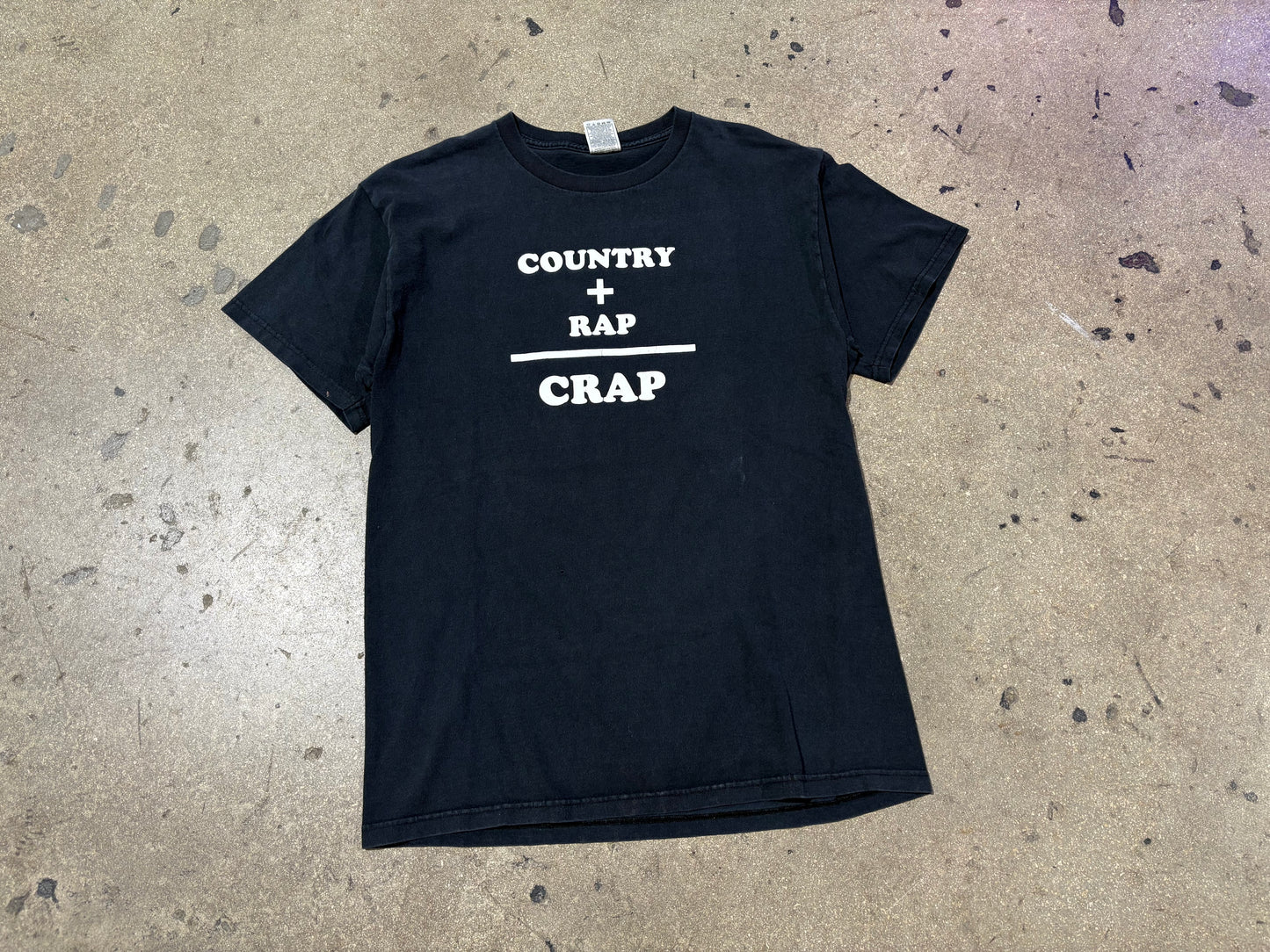 Country Plus Rap Equals Crap Tee - Black Size Large