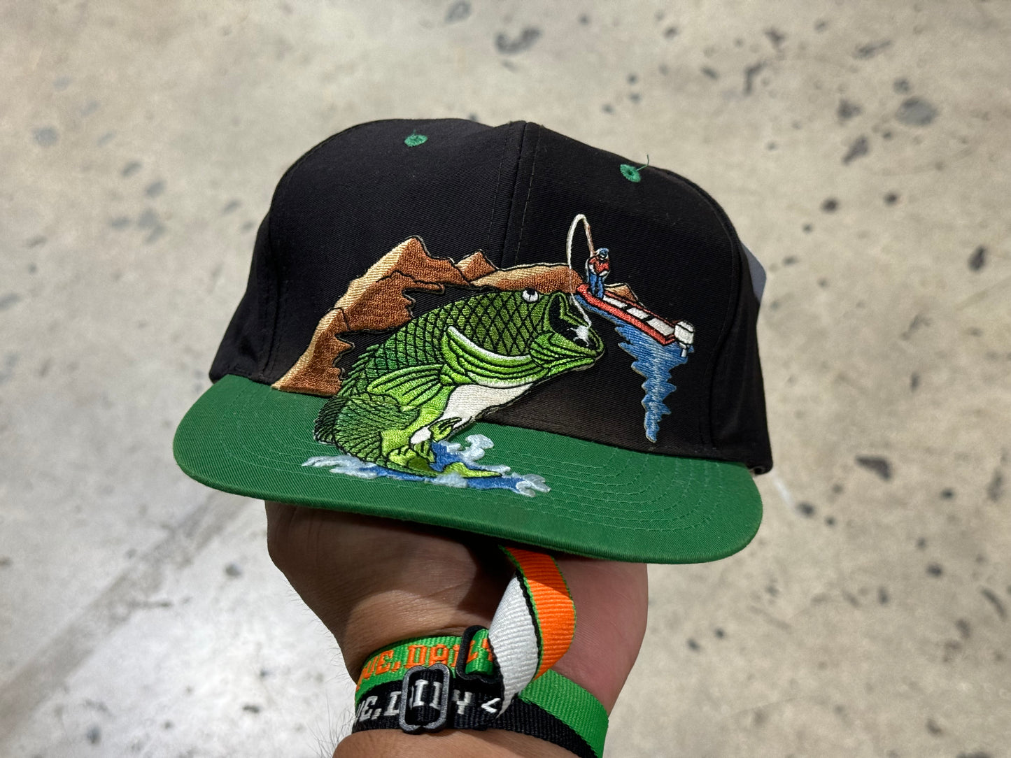 3D Fishing Snapback - Black/Green