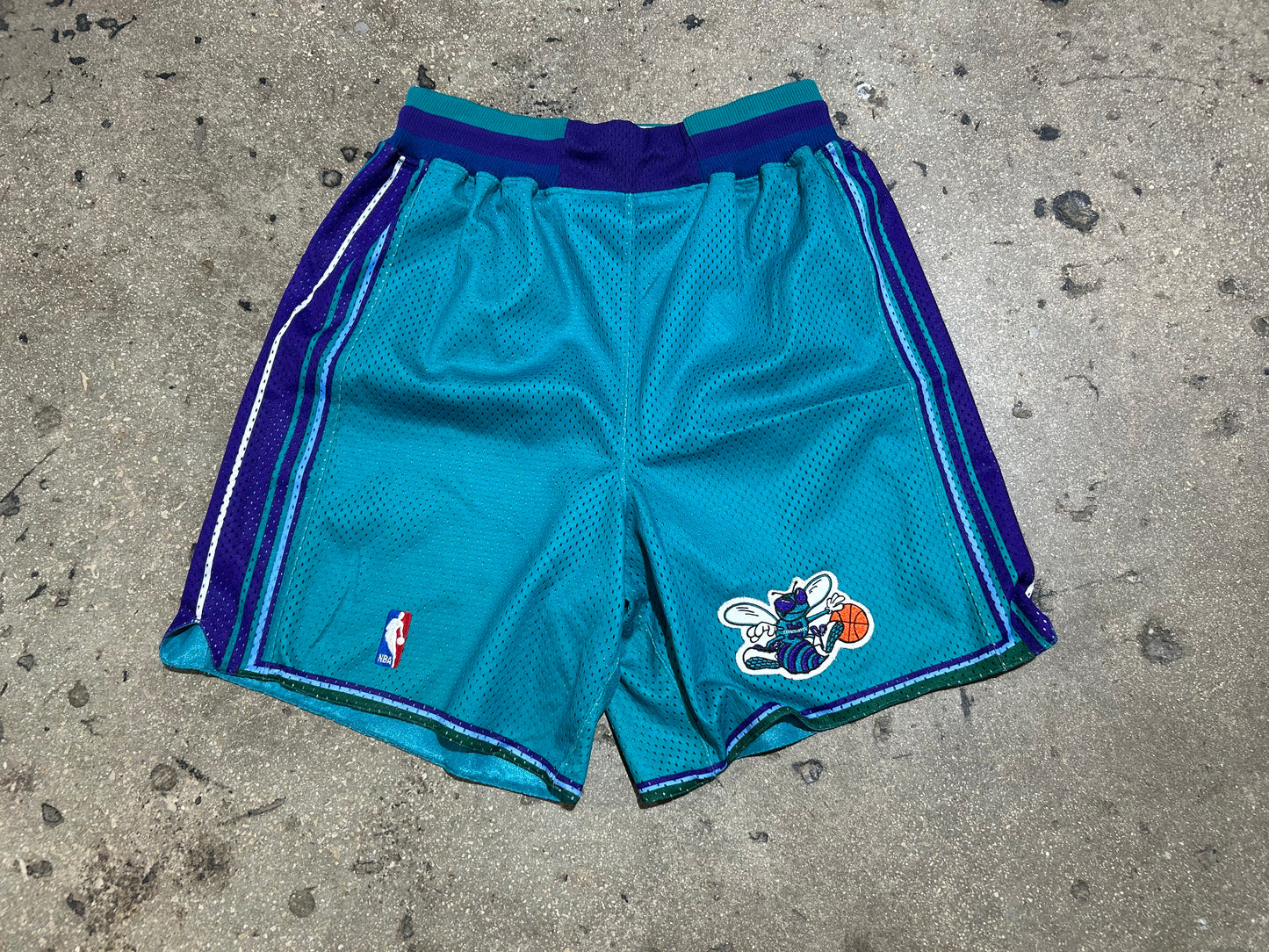 90s Charlotte Hornets Basketball Shorts - Teal/Purple Size Large