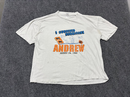 1992 I Survived Hurricane Andrew Tee - White Size XL