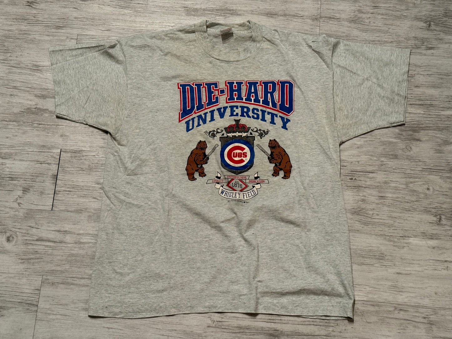 1993 Chicago Cubs Die Hard University Tee - Ash Grey Size XL