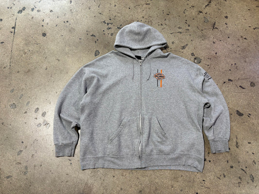 Harley Davidson Zip Up Hoodie - Grey Size XXL