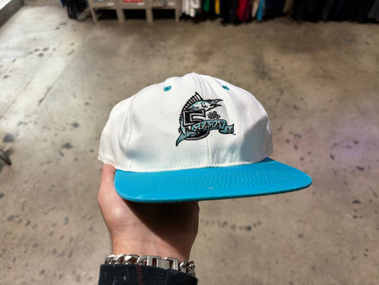 Florida Marlins 5th Season Snapback Hat - White / Teal
