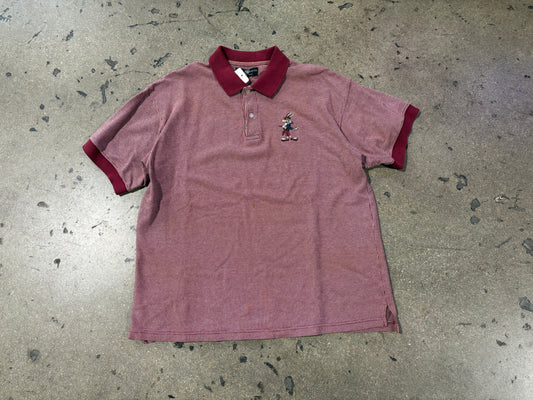 1995 Looney Tunes Wile Coyote Golf Polo Shirt - Red Size XL