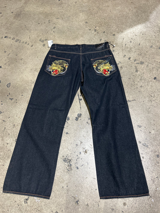 Ed Hardy Tiger Denim Jeans - Black Size 44