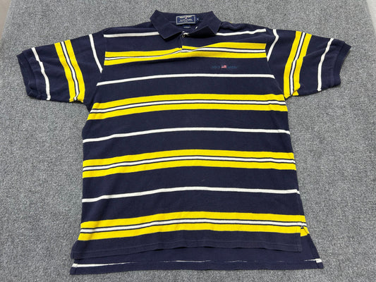 Polo Sport Striped Polo Shirt - Navy / Yellow Size XL