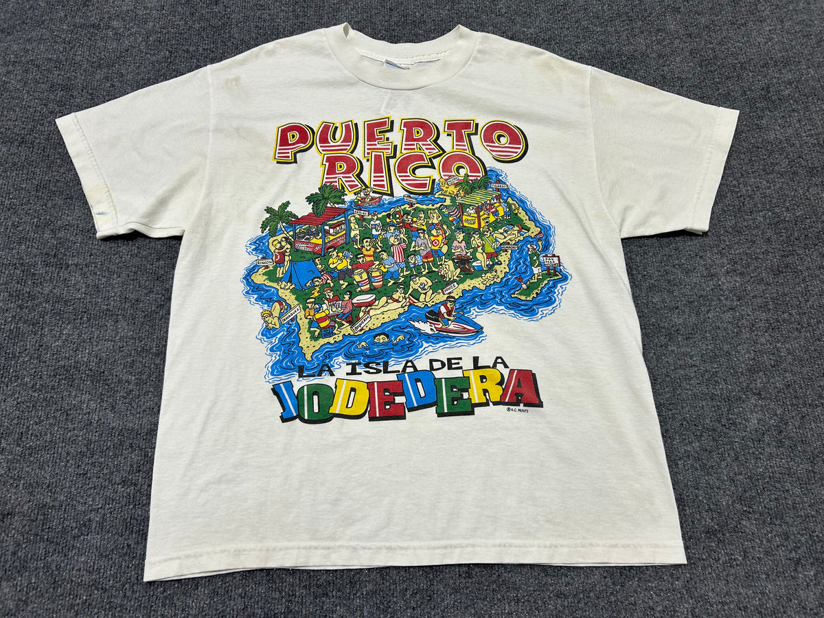 Puerto Rico La isla De La Jodedera Tee - White size Large