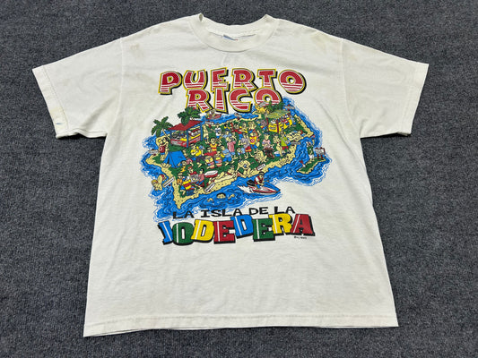 Puerto Rico La isla De La Jodedera Tee - White size Large