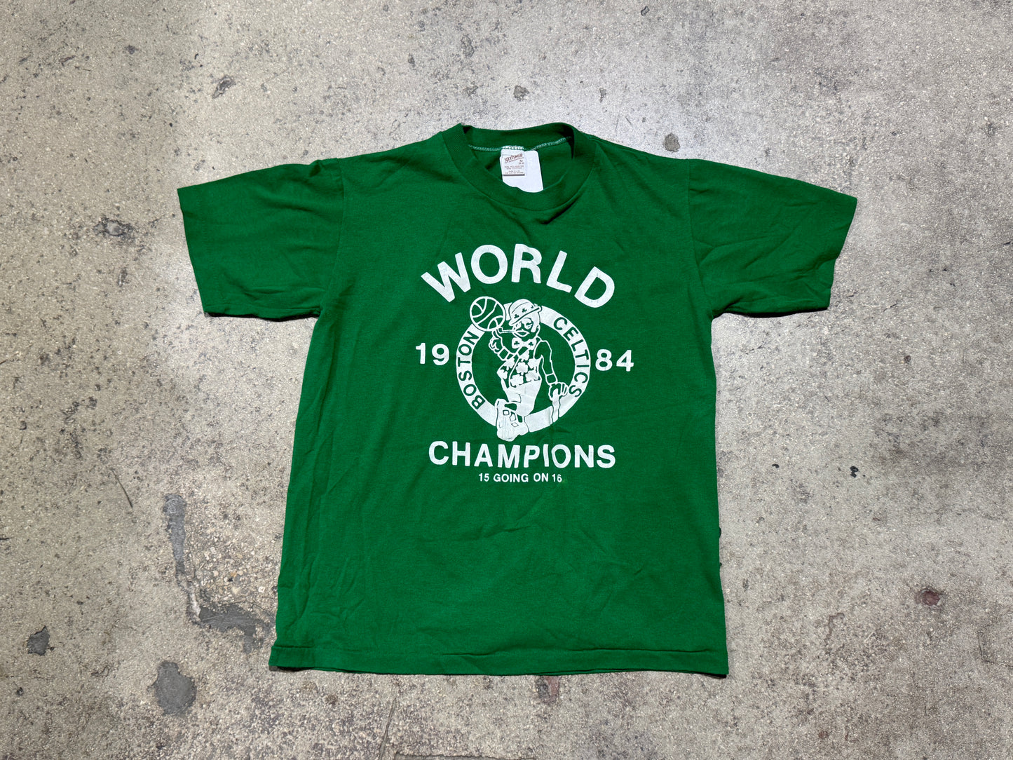 1984 Boston Celtics NBA Champs Tee - Green/White Size Medium