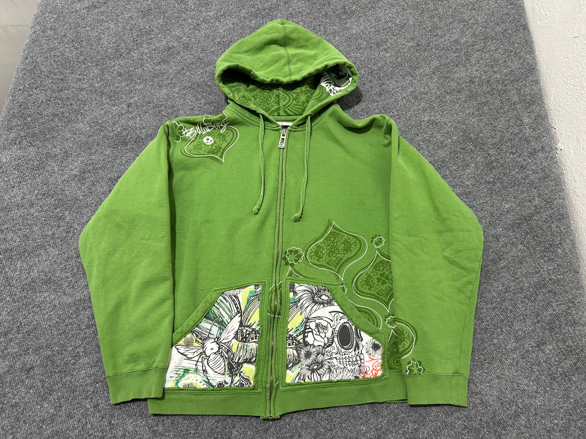 Billabong Zip Up Hoodie - Green Size Large