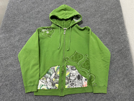 Billabong Zip Up Hoodie - Green Size Large
