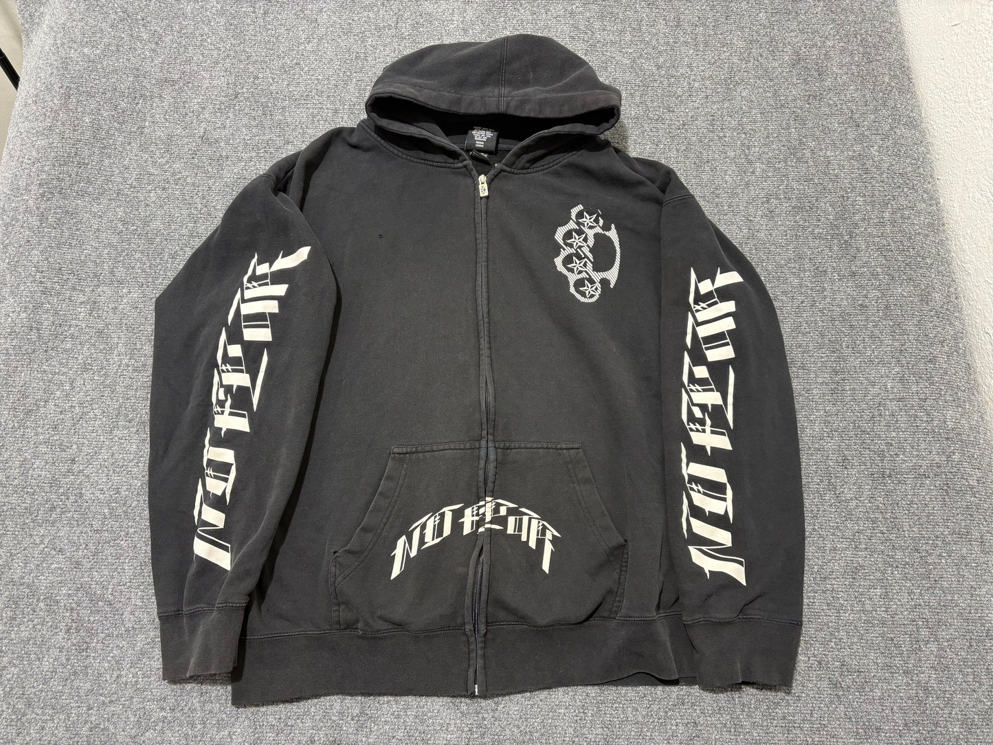 No Fear Brass Knuckles Zip Up Hoodie / Black Size XXL