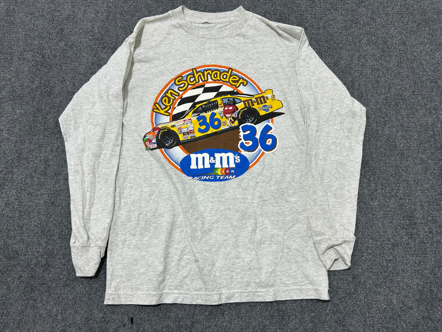 2002 Ken Schrader M&M #36 Nascar Longsleeve - Gray Size Medium