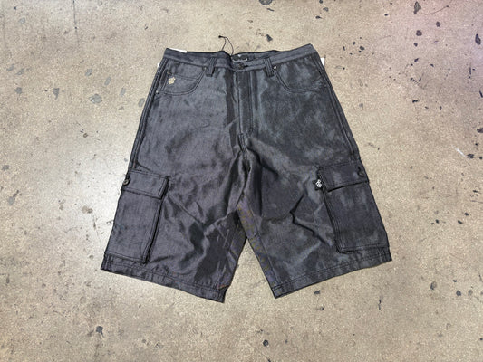 Rocawear Raw Denim Jean Shorts - Shiny Black Size 36