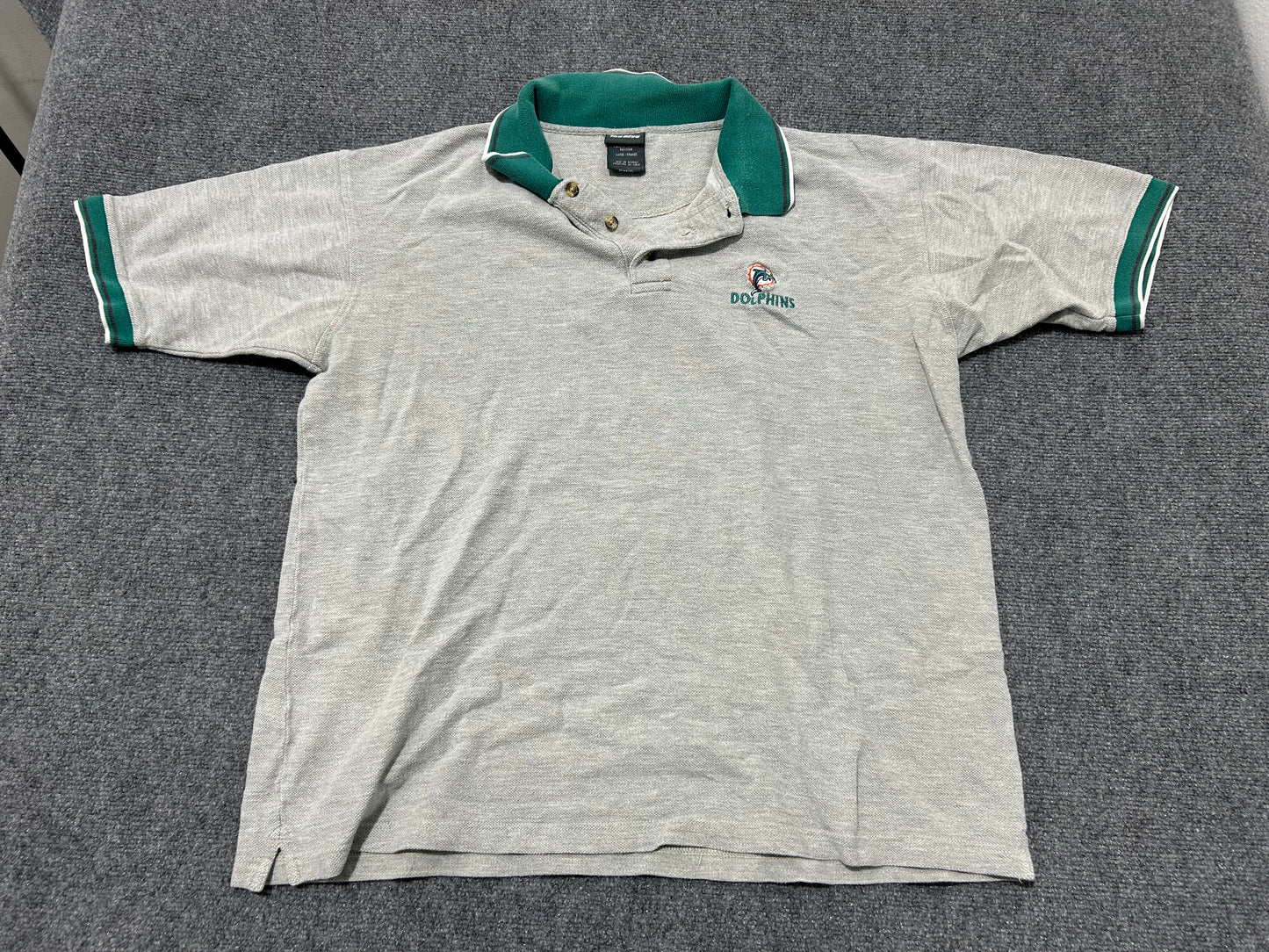 Miami Dolphins Polo Shirt - Gray Size Large