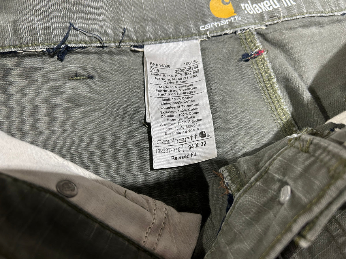 Carhartt Double Knee Cargo Pants - Gray Size 34x32