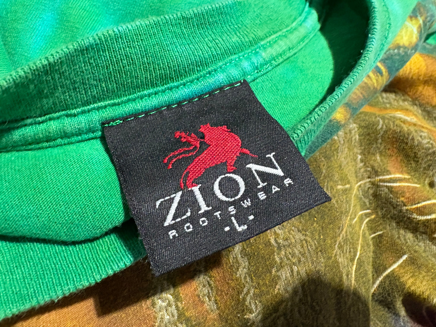 2007 Bob Marley Lion Tie Dye Tee - Green / Yellow / Red Size Large
