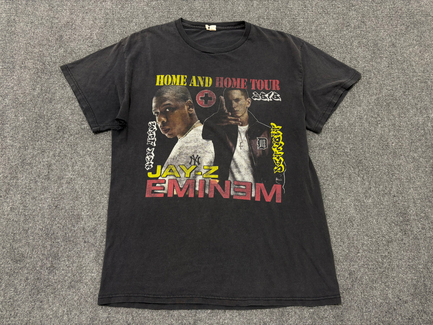 2010 Jay Z & Eminem Home and Home Tee - Faded Black Size Large