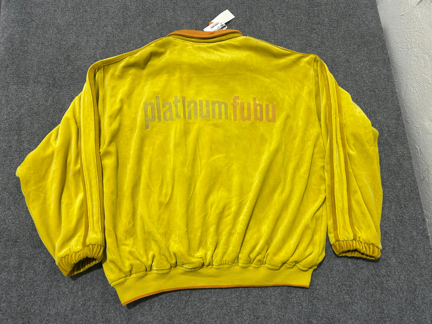 Fubu Fat Albert Velour Zip Up Jacket - Yellow Size XXXL