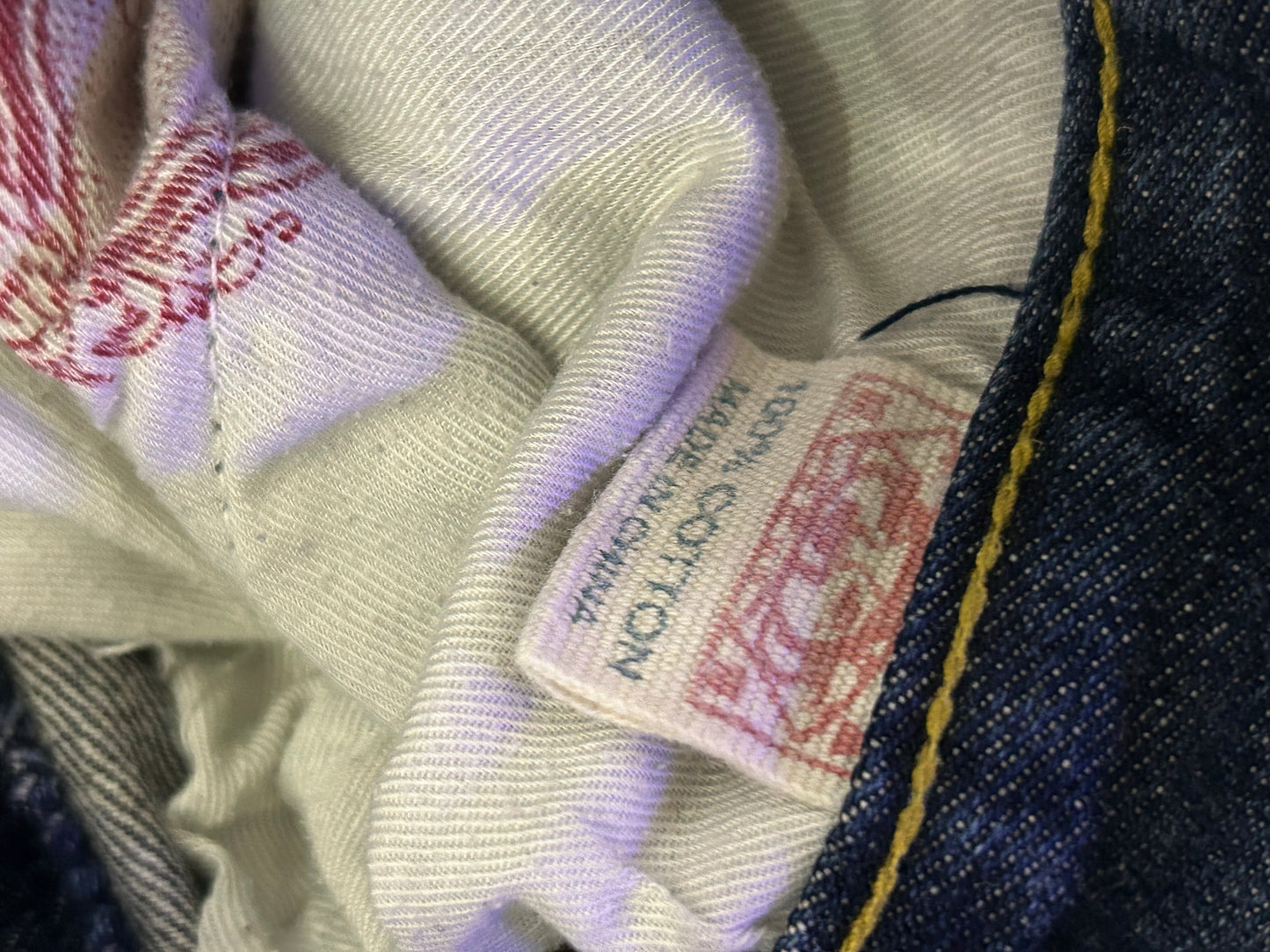 Evisu Big Print Denim Jeans - Navy/Red Size 32