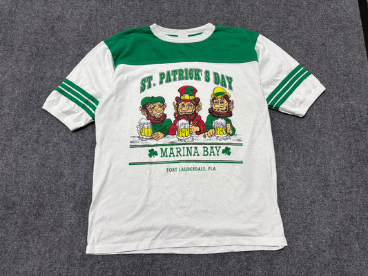 St Patricks Day Marina Bay Raglan Shirt - White / Green Size XL