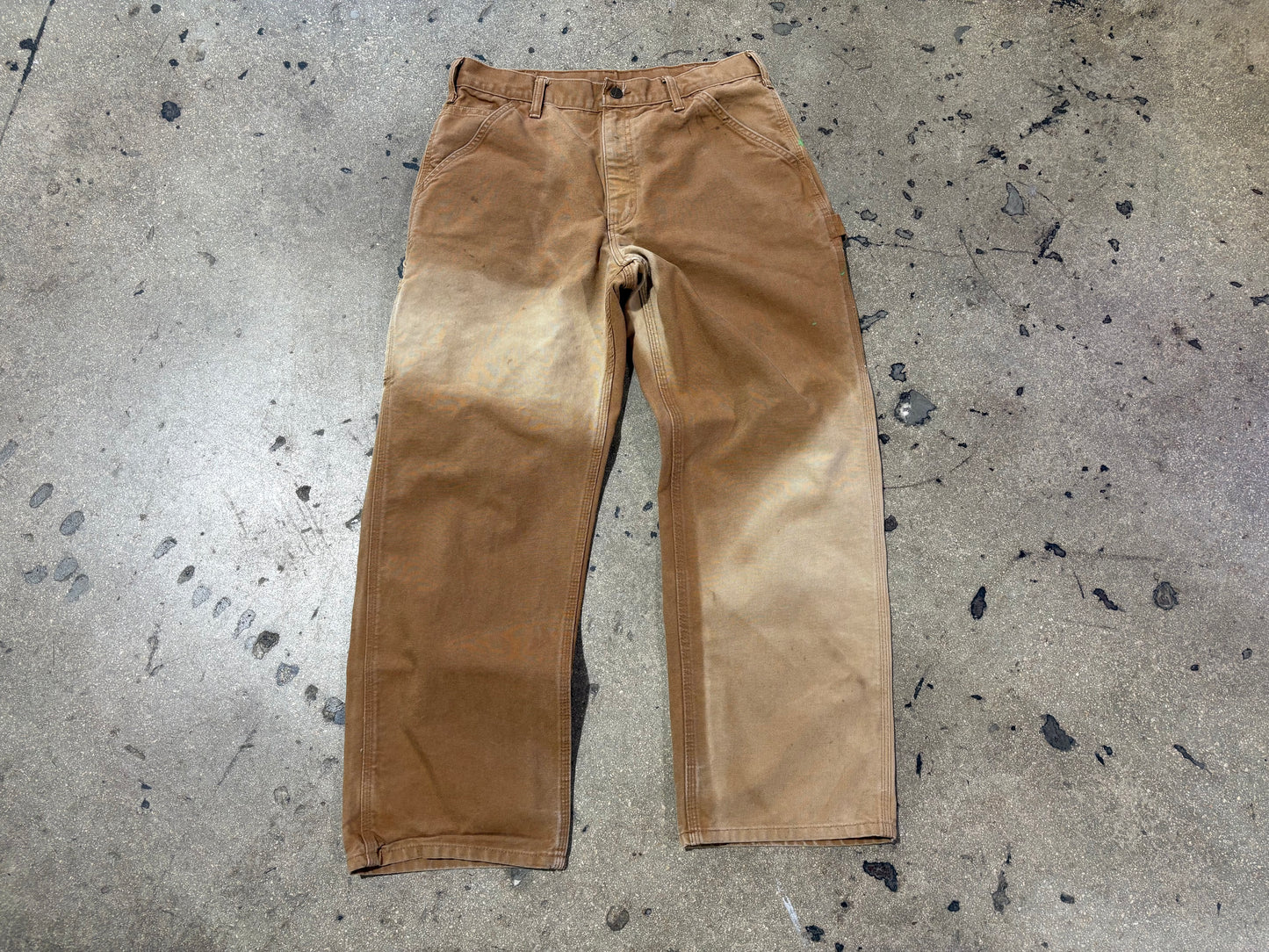 Carhartt Two Tone Faded Work Pants - Dark Khaki Size 32 x 29