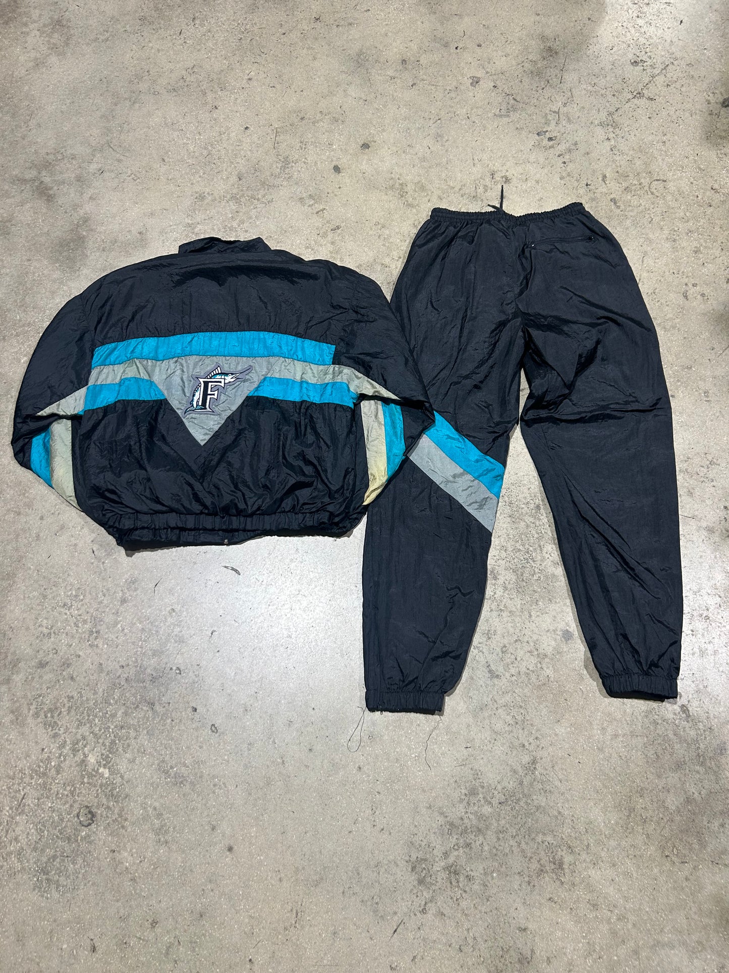 Florida Marlins Track Suit Set - Black/Teal Size Large